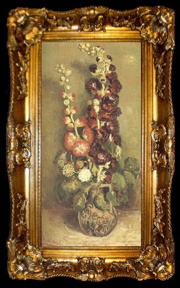 framed  Vincent Van Gogh Vase wtih Hollyhocks (nn04), ta009-2